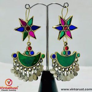 Afghan Tribal Antique Earrings, Afghani Traditional Earrings, Kuchi Earrings,